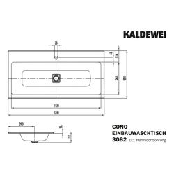 Kaldewei Einbauwaschtisch Cono rechteckig 112x500x1200mm, Alpinweiß, 1 HL, ohne ... KALDEWEI-901806013001 4055761014878 (Abb. 1)
