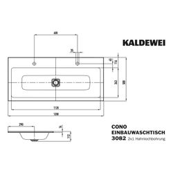 Kaldewei Einbau-Doppelwaschtisch Cono rechteckig 112x500x1200mm, Cool Grey 90, 2... KALDEWEI-901806043667 4055761282055 (Abb. 1)