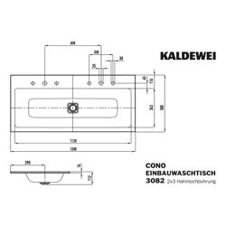 Kaldewei Einbau-Doppelwaschtisch Cono rechteckig 112x500x1200mm, Schwarz, 6 HL, ... KALDEWEI-901806053701 4063727713475 (Abb. 1)