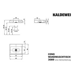 Kaldewei Wandwaschtisch Cono rechteckig 120x500x600mm, Cool Grey 70, ohne HL, oh... KALDEWEI-902506003665 4063728006033 (Abb. 1)