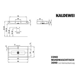 Kaldewei Wandwaschtisch Cono rechteckig 120x500x900mm, Warm Grey 10, 1 HL, ohne ... KALDEWEI-902606013668 4063728006255 (Abb. 1)