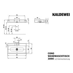 Kaldewei Wandwaschtisch Cono rechteckig 120x500x900mm, Cool Grey 90, 3 HL, ohne ... KALDEWEI-902606033667 4063728006293 (Abb. 1)