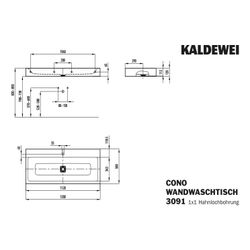 Kaldewei Wandwaschtisch Cono rechteckig 120x500x1200mm, Alpinweiß, 1 HL, ohne ÜL... KALDEWEI-902706013001 4055761014885 (Abb. 1)