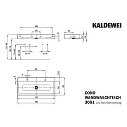 Kaldewei Wand-Doppelwaschtisch Cono rechteckig 120x500x1200mm, Cool Grey 70, 2 H... KALDEWEI-902706043665 4055761292900 (Abb. 1)