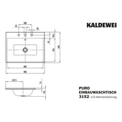 Kaldewei Einbauwaschtisch Puro rechteckig 125x460x900mm, Warm Beige 20/Chrom, 3 ... KALDEWEI-900206033661 4063728004398 (Abb. 1)