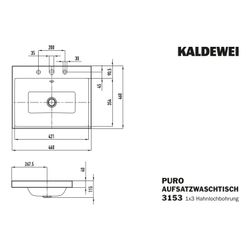 Kaldewei Aufsatzwaschtisch Puro rechteckig 115x460x460mm Rh. 40mm, Alpinweiß/Chr... KALDEWEI-900306033001 4001112982945 (Abb. 1)