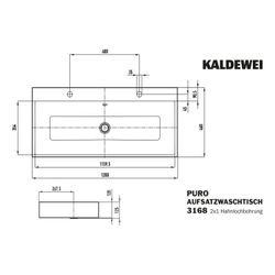 Kaldewei Aufsatz-Doppelwaschtisch Puro rechteckig 125x460x1200mm Rh. 120mm, Manh... KALDEWEI-907006043199 4055761156592 (Abb. 1)
