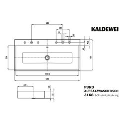 Kaldewei Aufsatz-Doppelwaschtisch Puro rechteckig 125x460x1200mm, Alpinweiß/Chro... KALDEWEI-907006053001 4055761054966 (Abb. 1)