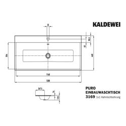 Kaldewei Einbauwaschtisch Puro rechteckig 125x460x1200mm, Cool Grey 30/Alpinweiß... KALDEWEI-907107193663 4063728491945 (Abb. 1)