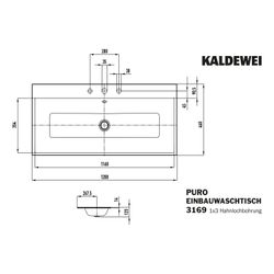 Kaldewei Einbauwaschtisch Puro rechteckig 125x460x1200mm, Cool Grey 70/Mattschwa... KALDEWEI-907107273665 4063728861243 (Abb. 1)