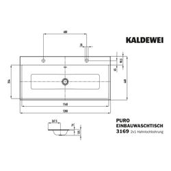 Kaldewei Einbau-Doppelwaschtisch Puro rechteckig 125x460x1200mm, Mattschwarz 100... KALDEWEI-907107283676 4063728865173 (Abb. 1)