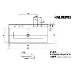 Kaldewei Einbau-Doppelwaschtisch Puro rechteckig 125x460x1200mm, Schwarz/Mattsch... KALDEWEI-907107293701 4063728865005 (Abb. 1)