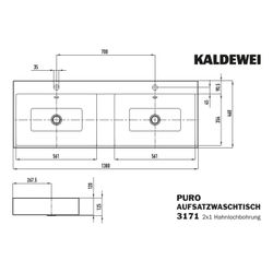 Kaldewei Aufsatz-Doppelwaschtisch Puro rechteckig 125x460x1300mm Rh. 120mm, Alpi... KALDEWEI-907207283001 4063728864510 (Abb. 1)