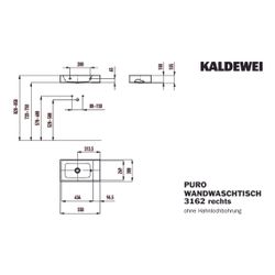 Kaldewei Wand-Handwaschtisch Puro rechteckig 105x300x550mm, Manhattan, 1 HL, ohn... KALDEWEI-901206303199 4063728107983 (Abb. 1)