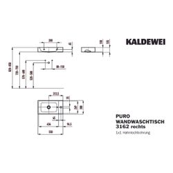 Kaldewei Wand-Handwaschtisch Puro rechteckig 105x300x550mm, Manhattan, 1 HL, ohn... KALDEWEI-901206303199 4063728107983 (Abb. 1)