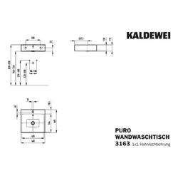 Kaldewei Wandwaschtisch Puro rechteckig 120x460x460mm, Manhattan/Chrom, 1 HL, mi... KALDEWEI-901306013199 4063728108232 (Abb. 1)