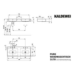Kaldewei Wand-Doppelwaschtisch Puro rechteckig 125x460x1300mm, Alpinweiß/Alpinwe... KALDEWEI-906707223001 4063728495523 (Abb. 1)