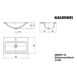 Kaldewei Einbauwaschtisch Object Q rechteckig 151x400x600mm, Alpinweiß/Mattschwa... KALDEWEI-911707260001 4063728865586 (Abb. 1)