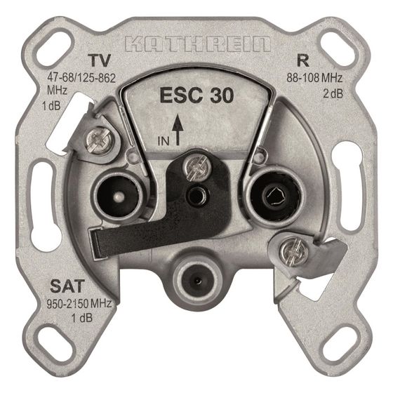 Kathrein Antennensteckdose ESC 30, 3fach, Unterputz, Edelstahl, Aluminium