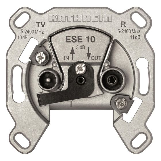 Kathrein Antennendose Durchgang ESE 10, 2fach 4-2400MHz 11dB, Edelstahl, Aluminium