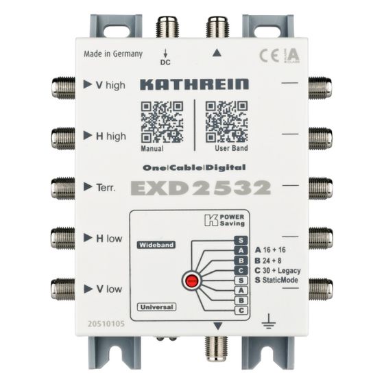 Kathrein Einkabelschalter EXD 2532, 32 Teilnehmer, 5 Eingänge, 14 V / 18 V
