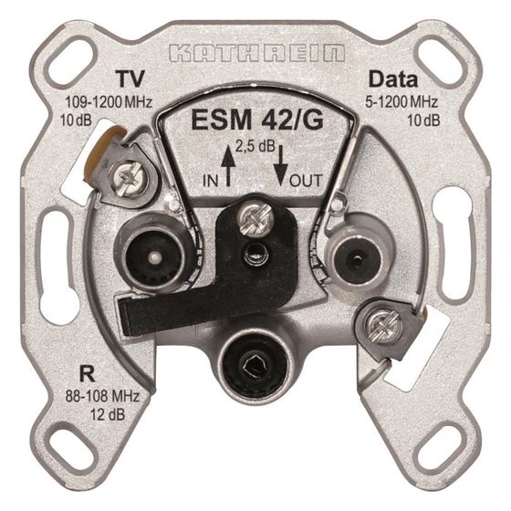 Kathrein Modem-Durchschleifdose ESM 42/G, 10dB/12dB, Edelstahl, Aluminium