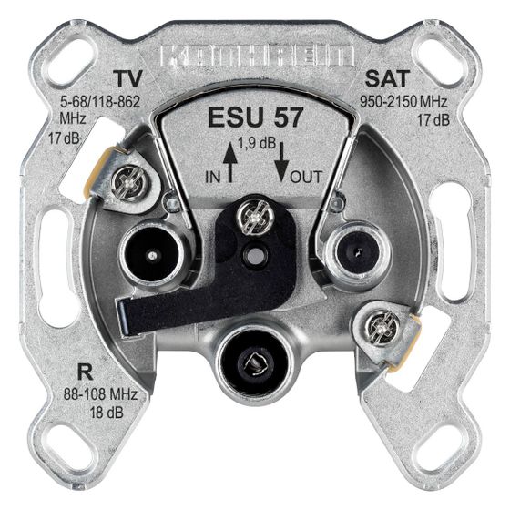 Kathrein Durchgangsdose ESU 57, 17dB, Unterputz, Edelstahl, Aluminium