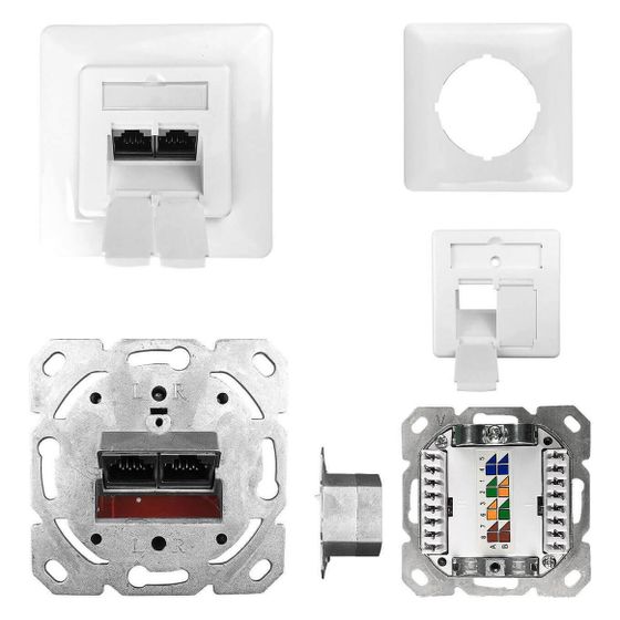 Kathrein Datendose ESN 100, Cat.6A 2x RJ45, 80,8x80,8x40,8mm, Weiß