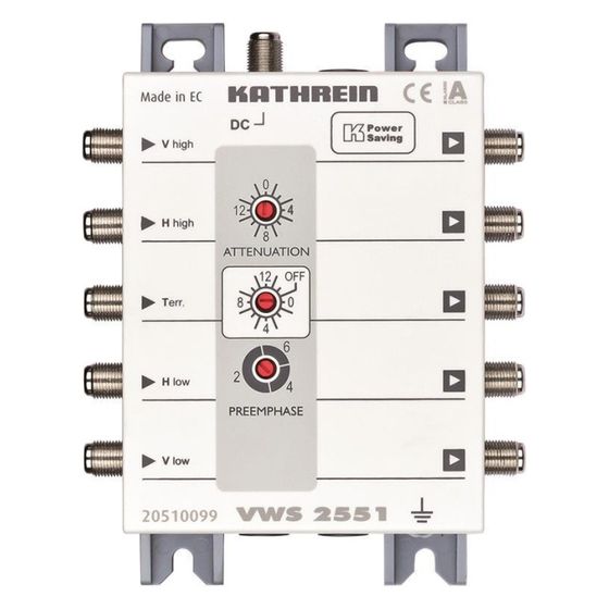 Kathrein SAT-Verteilnetzverstärker VWS 2551, 15 dB Verstärkung, 5 Eingänge, 5 Ausgänge