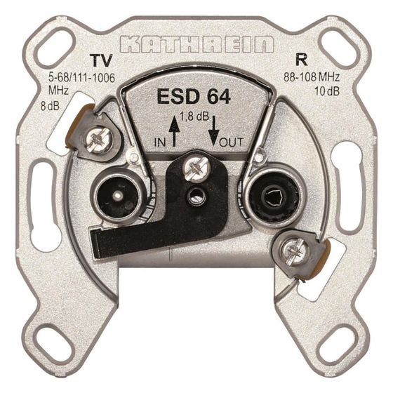 Kathrein Antennendose Durchgang ESD 64 2fach, 8dB, 80x80x40mm, Edelstahl, Aluminium