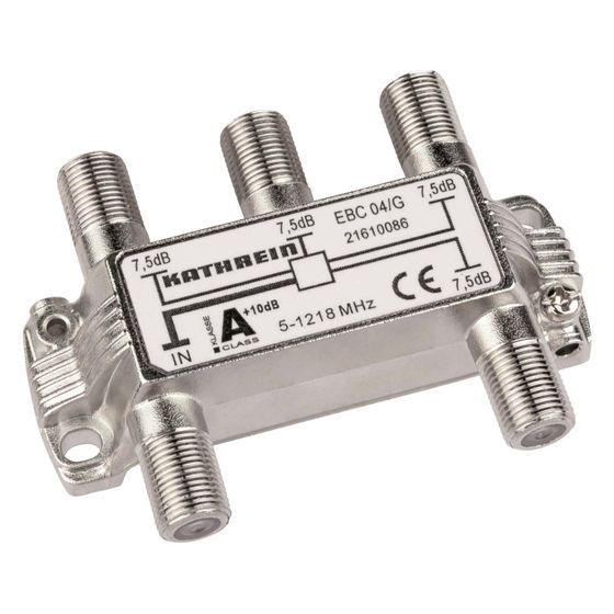 Kathrein 4-fach-Verteiler EBC 04/G, 7,5 dB, 5-1218 MHz, F-Connector