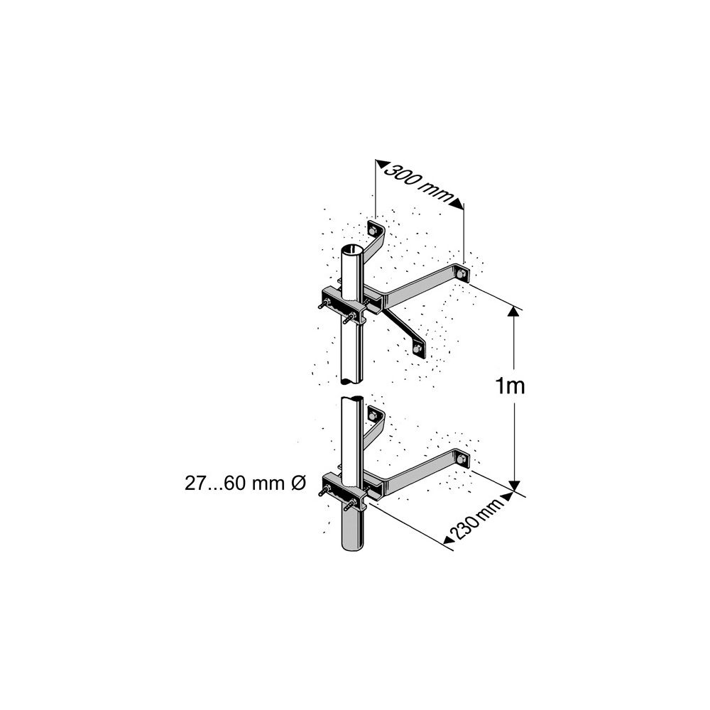 Kathrein Mastbügelgarnitur ZTH 01, Abstand 25 cm, Ausführung Wandhalterung, Durchmesse... KATHREIN-218362 4021121046506 (Abb. 2)