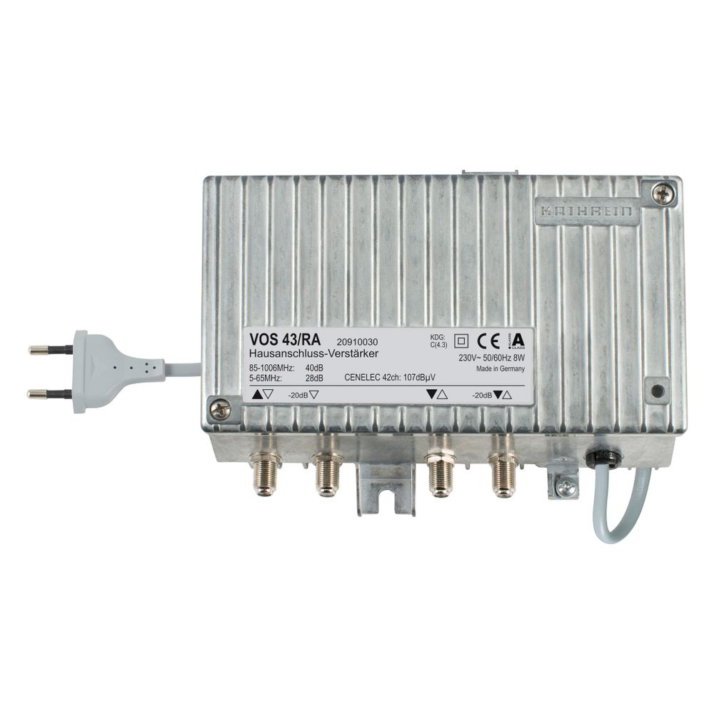 Kathrein Hausanschlussverstärker VOS 43/RA, 34/40dB 5-65/85-1006 MHz, F-Connector... KATHREIN-20910030 4021121503917 (Abb. 2)