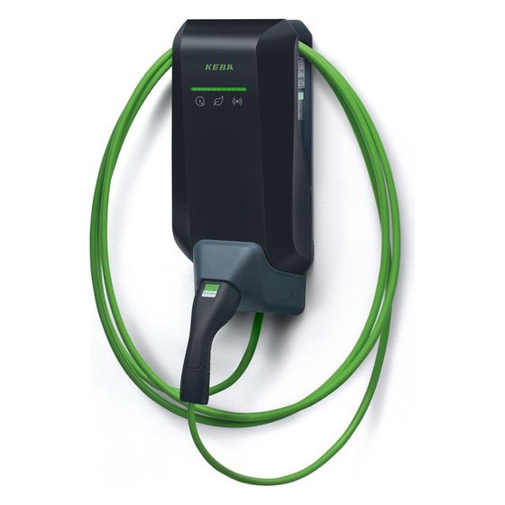 Keba Wallbox KeContact P40 Pro, 22kW, 3-phasig, 6m Kabel, RFID, Schwarz, Kunststoff