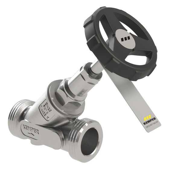 Kemper Niro Freistrom-Absperrventil ohne Entleerung, DN 15 AG, PN 16, Edelstahl, Figur 073&nbsp;0G