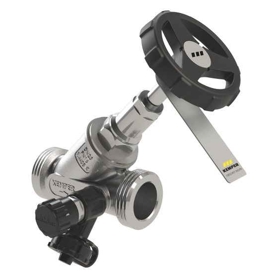 Kemper Niro Freistrom-Absperrventil mit Entleerventil, DN 25 AG, PN 16, Edelstahl, Figur 073&nbsp;1G