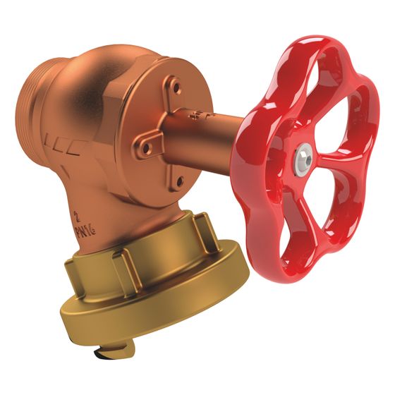 Kemper Schlauchanschlussventil für Wandhydrant Typ F mit Ms-C-Kupplung, DN 50 AG, PN 16, Rotguss, Figur 112&nbsp;00
