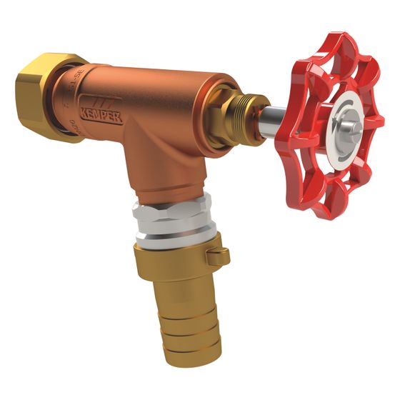 Kemper Schlauchanschlussventil für Wandhydrant Typ S, DN 20, PN 16, mit Schlauchverschraubung und Überwurfmutter, Figur 119&nbsp;00