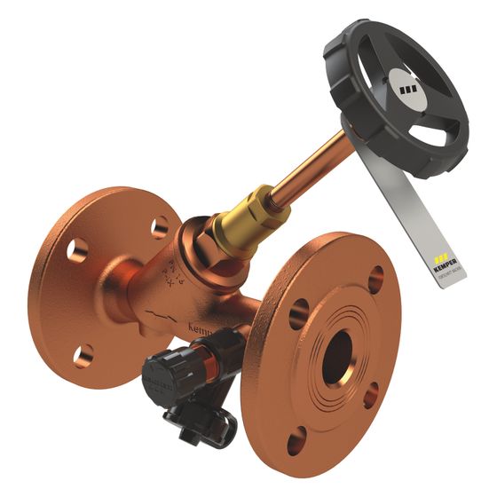 Kemper Freistrom-Absperrventil mit Entleerventil, Flansch DN 80, PN 16, Rotguss, Figur 135&nbsp;02