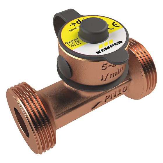 Kemper Control-Plus Durchfluss- und Temperaturmessarmatur, 5V, m. Frequenzausgangssignal, DN 15 AG, PN 10, Rotguss, Figur 138&nbsp;4G