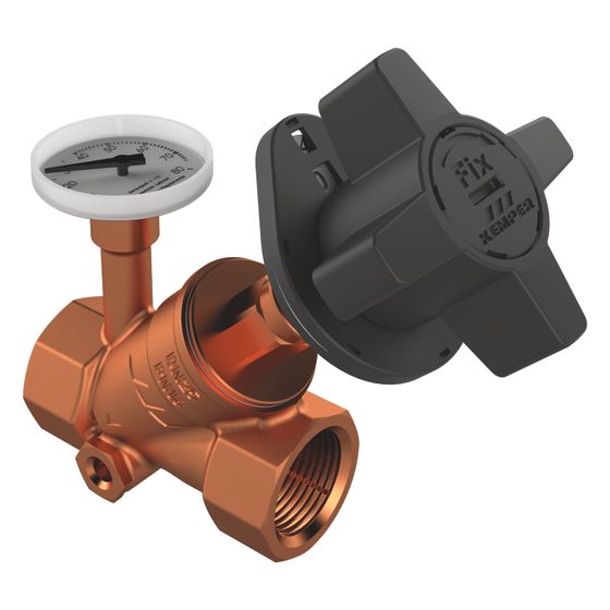 Kemper Multi-Fix-Plus Regulierventil manuell mit Entleerstopfen und Thermometer, DN 20 IG, PN 16, Figur 151&nbsp;06