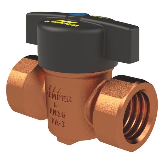 Kemper VAV Vollstrom-Absperrventil mit Bediengriff, DN 15 IG, PN 16, Rotguss, Figur 385&nbsp;00