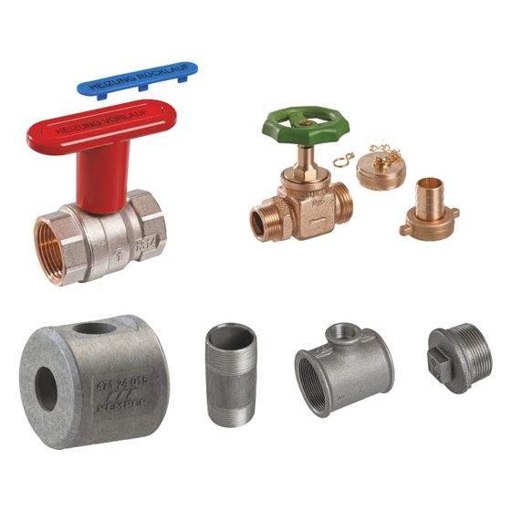 Kemper KTS Anschlussset für ThermoTank 500 Liter, PN 10, bei Einsatz ohne 3-Wege-Umschaltventil, Figur 955&nbsp;06