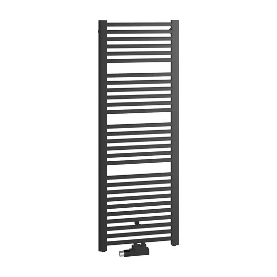 Kermi Basic-50 gerade Badheizkörper Schwarz Soft 1770x35x599mm Anschluss mittig und seitlich 993W bei 75/65/20 Grad C