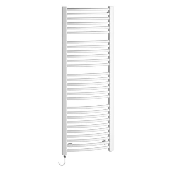 Kermi Basic R-E gebogen elektrischer Badheizkörper 1770x51x450mm, WRS, Anschluss rechts, 800W, Weiß Soft