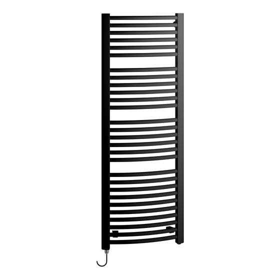 Kermi Basic R-E gebogen elektrischer Badheizkörper 1770x51x450mm, WRS, Anschluss rechts, 800W, Schwarz Soft