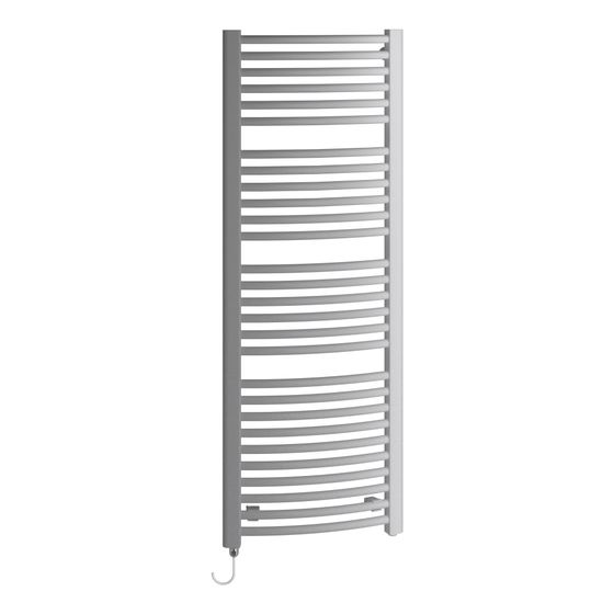 Kermi Basic R-E gebogen elektrischer Badheizkörper Glanzsilber Metallic 804x64x524mm WFS Anschluss rechts 400W