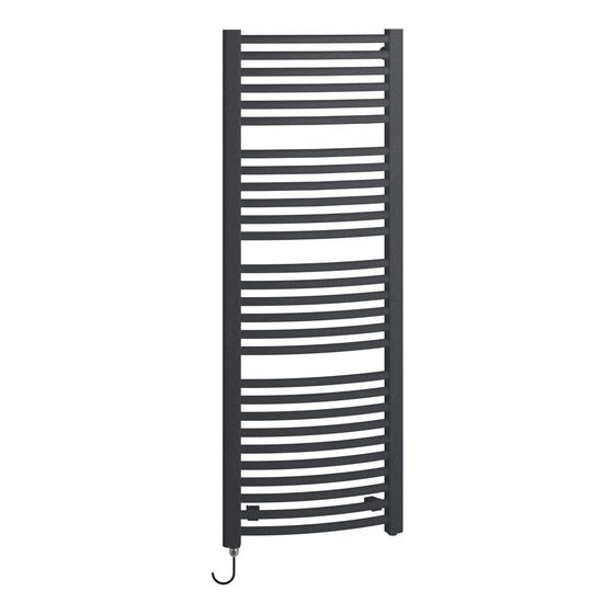 Kermi Basic R-E gebogen elektrischer Badheizkörper 1770x51x749mm, WRS, Anschluss links, 1200W, Anthracite Grey