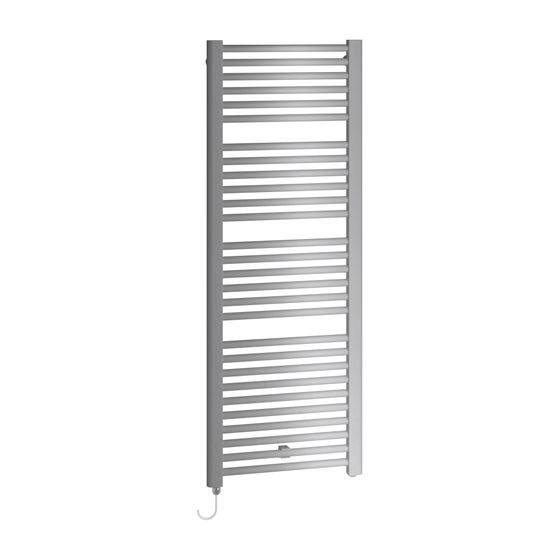 Kermi Basic-E gerade elektrischer Badheizkörper Glanzsilber Metallic 804x35x450mm WRX Anschluss links 400W