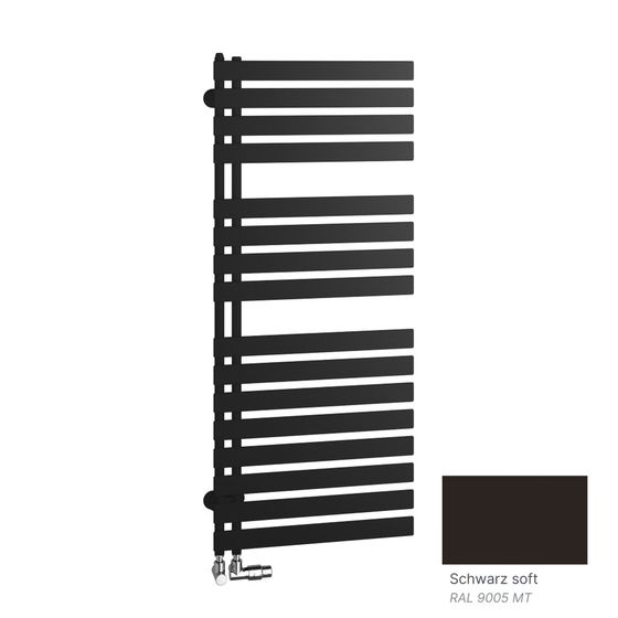 Kermi Credo Half flat Designheizkörper 1800x600x37mm schwarz soft Ausführung links Mittenanschluss
